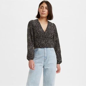 Levi’s Sophia Puff Sleeve Top in Scattered Floral Caviar size M